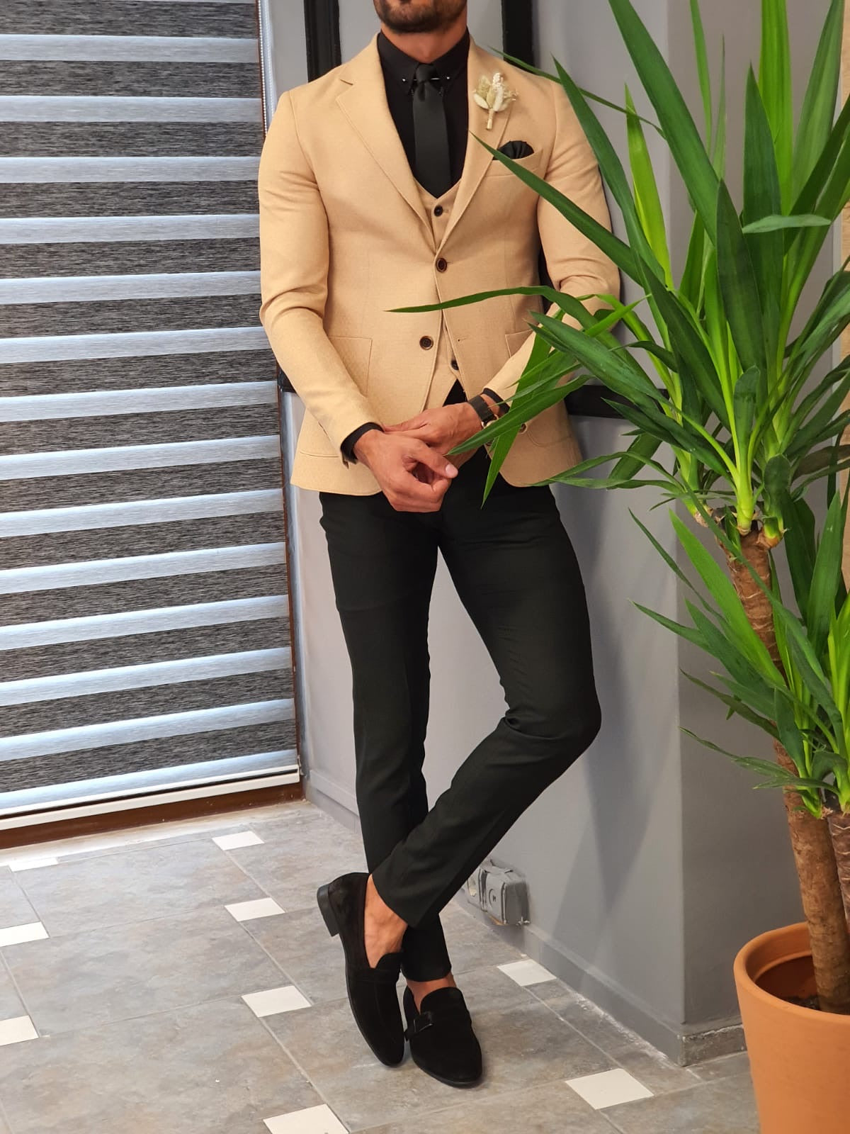 Forenzax  Beige Slim Fit Suit-baagr.myshopify.com-suit-BOJONI