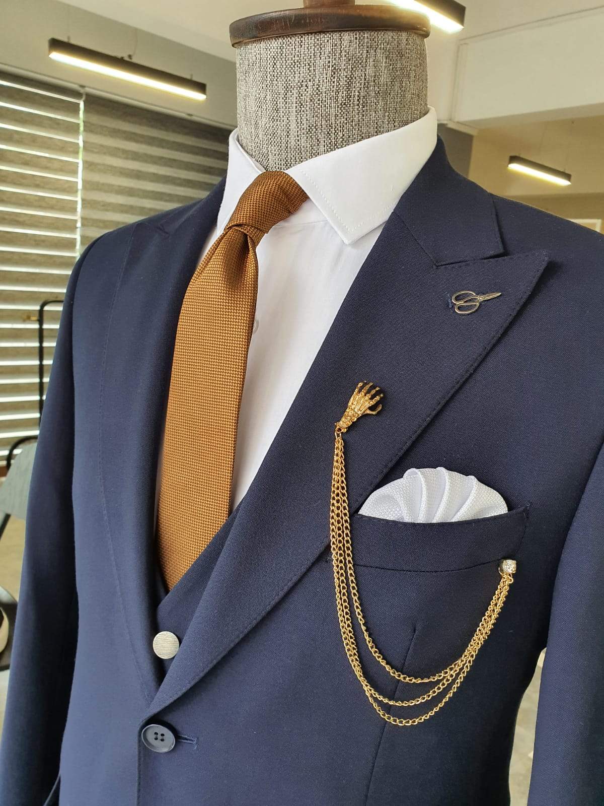 Boston Navy Blue Slim Fit Cotton Suit-baagr.myshopify.com-suit-BOJONI