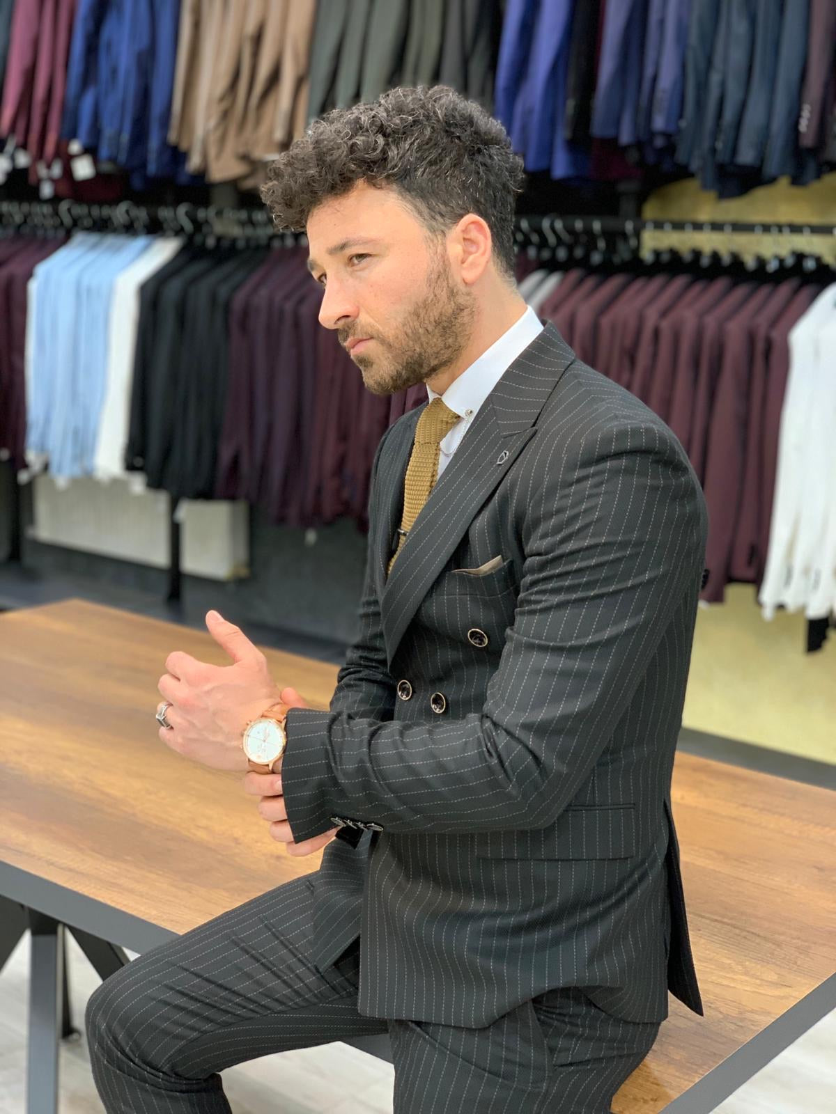 Zapali Black Double Breasted Slim Fit  Suit-baagr.myshopify.com-1-BOJONI