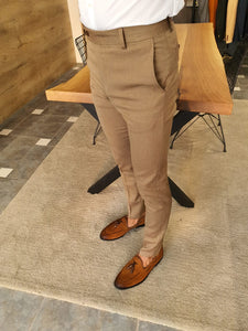 Severi Camel Slim Fit Pants-baagr.myshopify.com-Pants-BOJONI