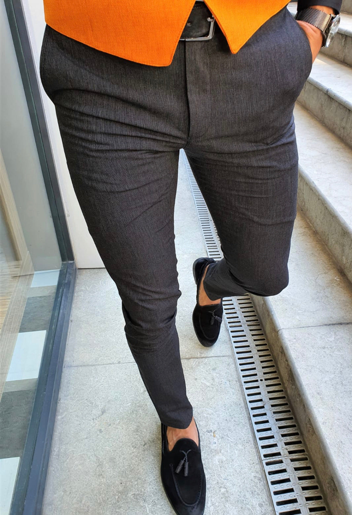 Ardenza Black Slim Fit Cotton Pants-baagr.myshopify.com-Pants-BOJONI