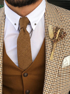 Slim-Fit Plaid Suit Vest Camel-baagr.myshopify.com-suit-BOJONI