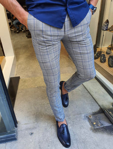Sparks Sax Slim Fit Plaid Pants-baagr.myshopify.com-Pants-BOJONI