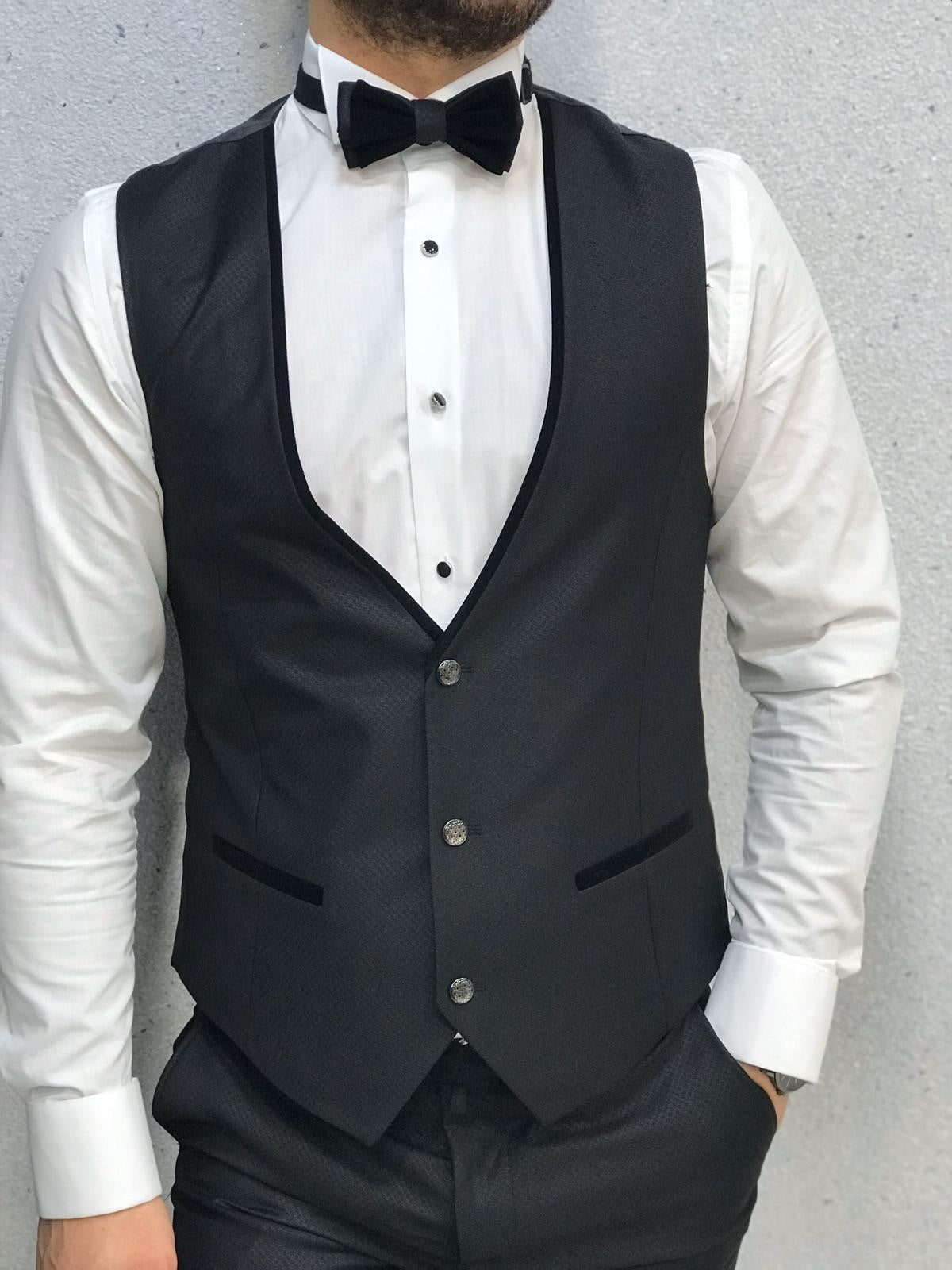 Nova Slim Fit Stone  Black Tuxedo-baagr.myshopify.com-1-BOJONI