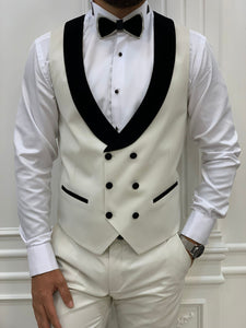 Fettachi White Slim Fit Velvet Peak Lapel Tuxedo-baagr.myshopify.com-1-BOJONI