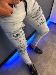 Paco Slim-Fit Ripped Jeans White-baagr.myshopify.com-Pants-BOJONI