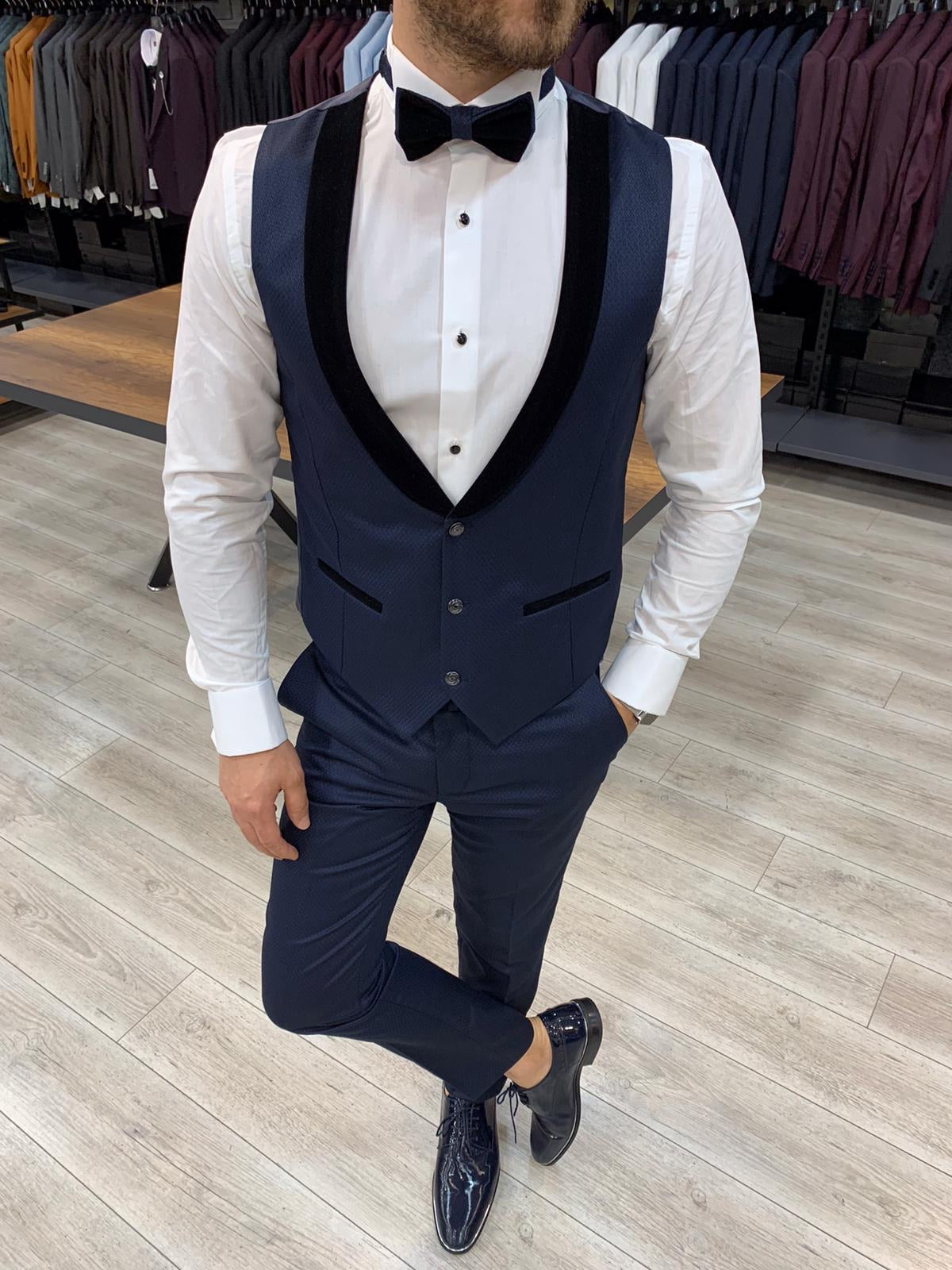 Arezzo Navy Blue Slim Fit Tuxedo-baagr.myshopify.com-1-BOJONI