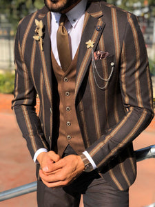 Lazi Slim-Fit Striped Suit Vest Brown-baagr.myshopify.com-suit-BOJONI