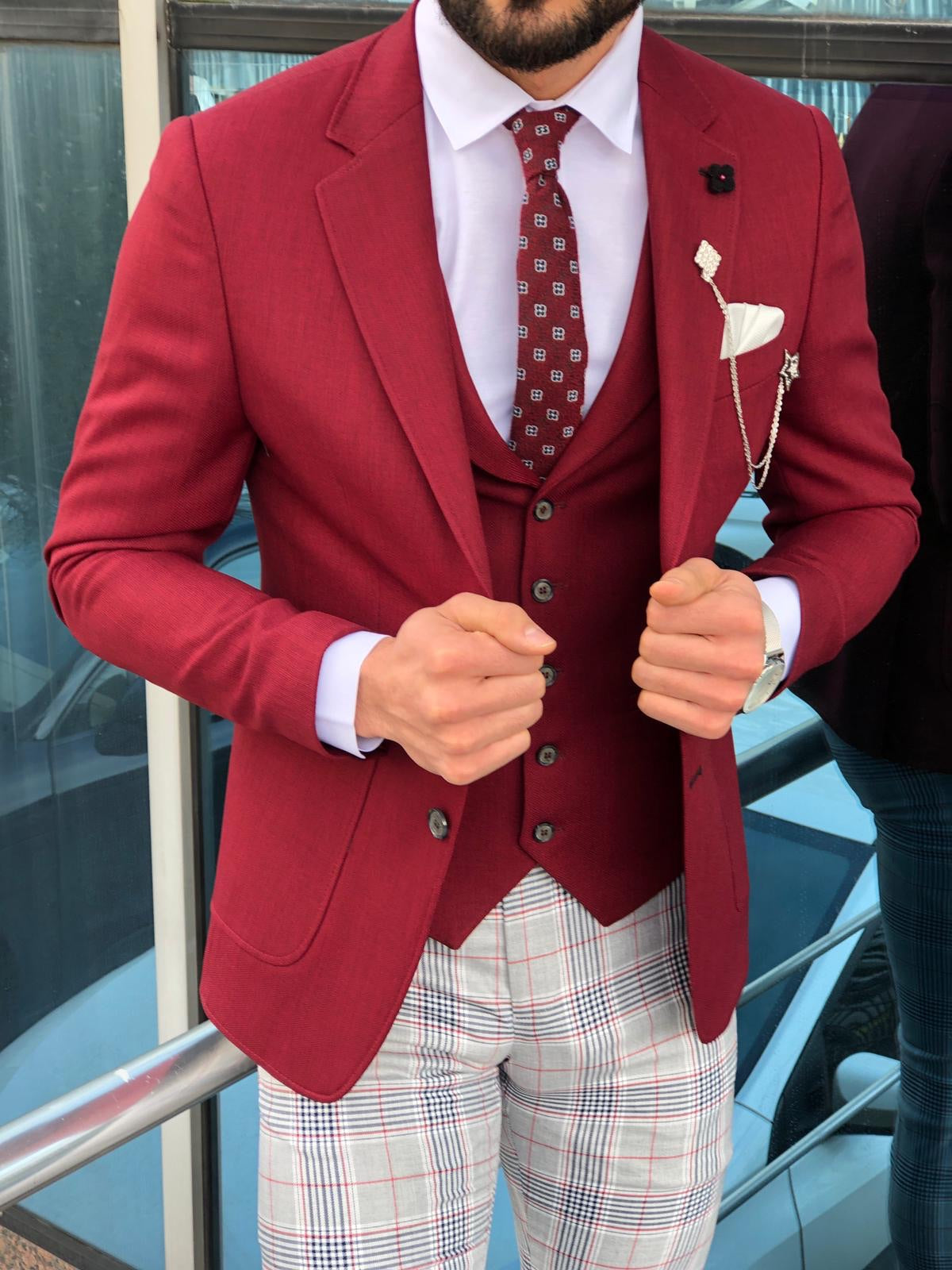 Slim-Fit Suit Vest Claret red-baagr.myshopify.com-suit-BOJONI