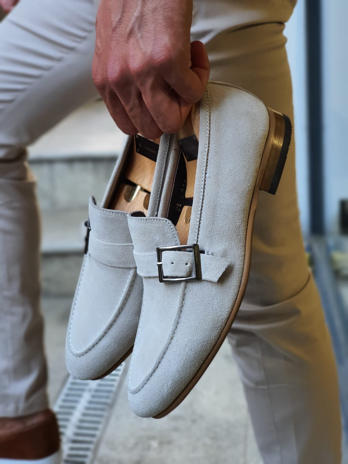 Henderson Beige Suede Buckle Loafers-baagr.myshopify.com-shoes2-BOJONI