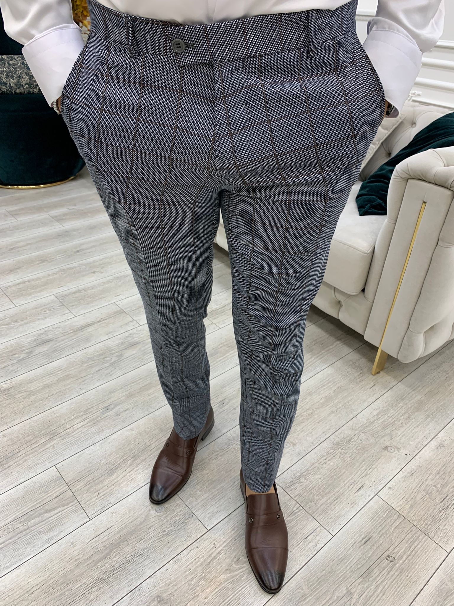 Rosario Blue Slim Fit Double Breasted Plaid Suit-baagr.myshopify.com-1-BOJONI