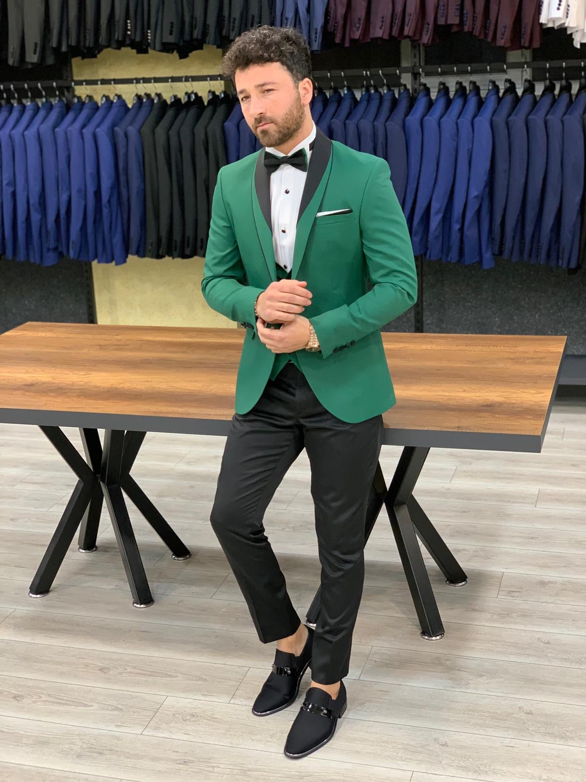 Forenza Royal Slim Fit Green Tuxedo-baagr.myshopify.com-1-BOJONI