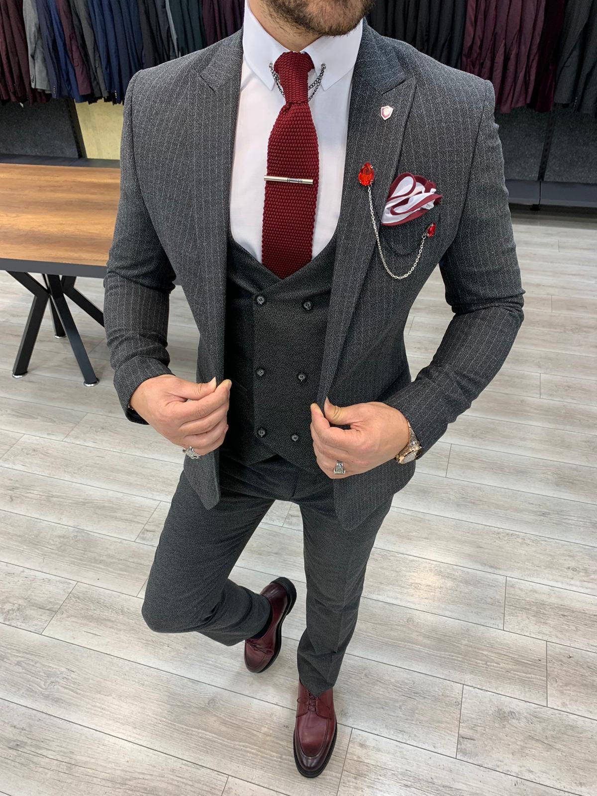 Rocca Gray Slim Fit Pinstripe Suit-baagr.myshopify.com-1-BOJONI