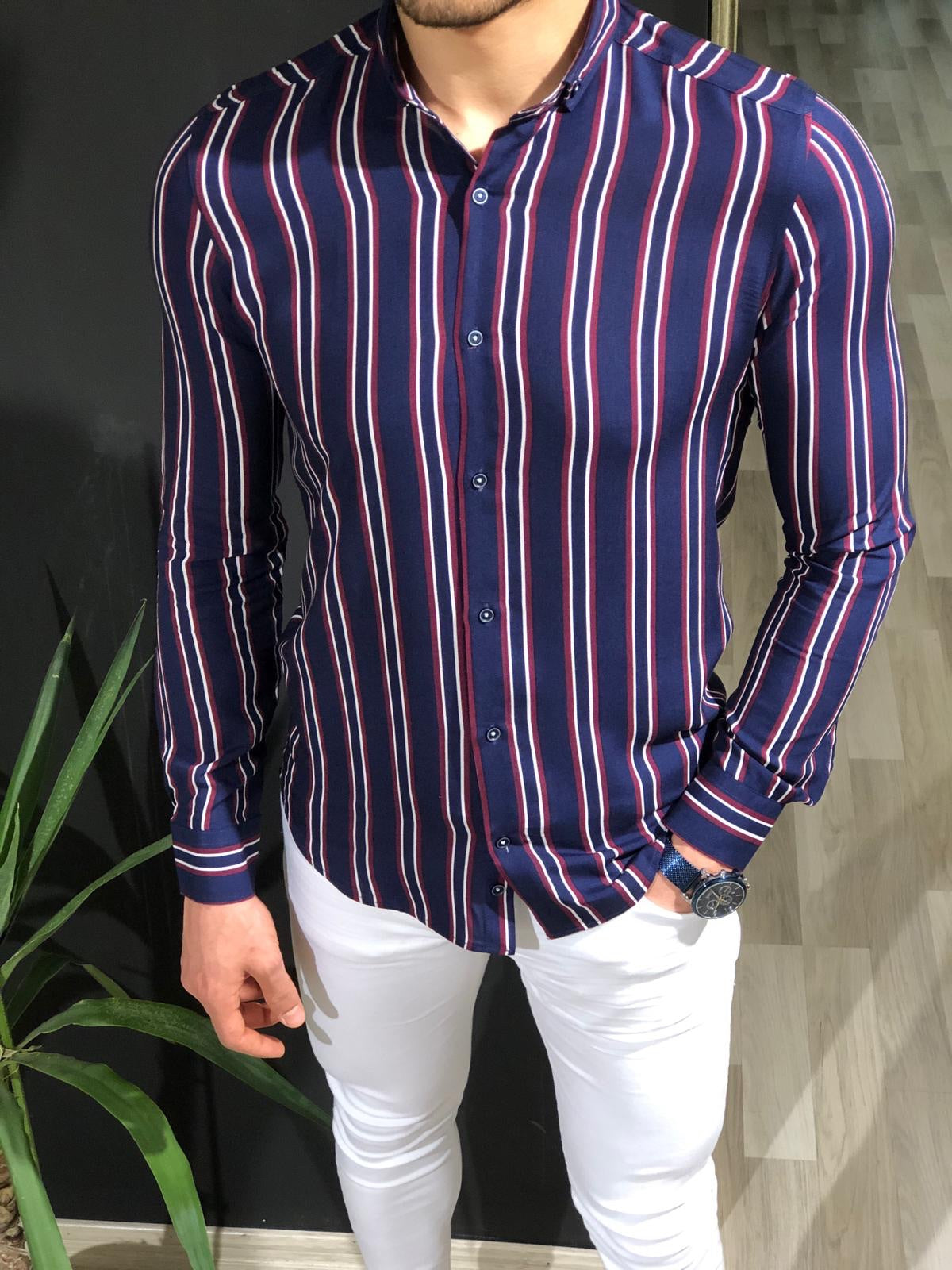 Benso Slim-Fit Striped Shirt (4 Colors)-baagr.myshopify.com-Shirt-BOJONI