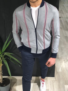 Faha Slim-Fit Colored Striped Jacket in Red-baagr.myshopify.com-Jacket-BOJONI