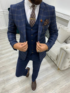 Argeli Navy Blue Plaid Slim Fit Suit-baagr.myshopify.com-1-BOJONI