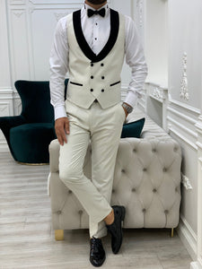 Fettachi White Slim Fit Velvet Peak Lapel Tuxedo-baagr.myshopify.com-1-BOJONI