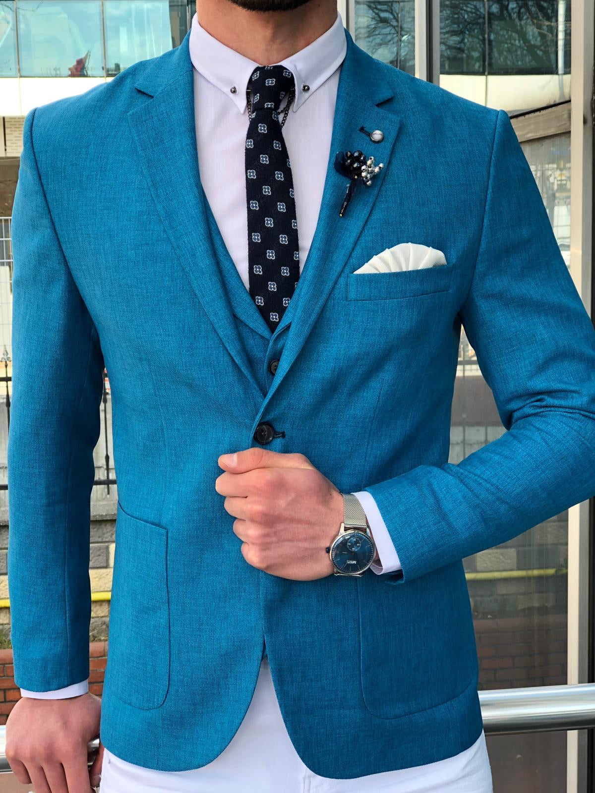 Multi Slim-Fit  Suit Vest Blue-baagr.myshopify.com-suit-brabion