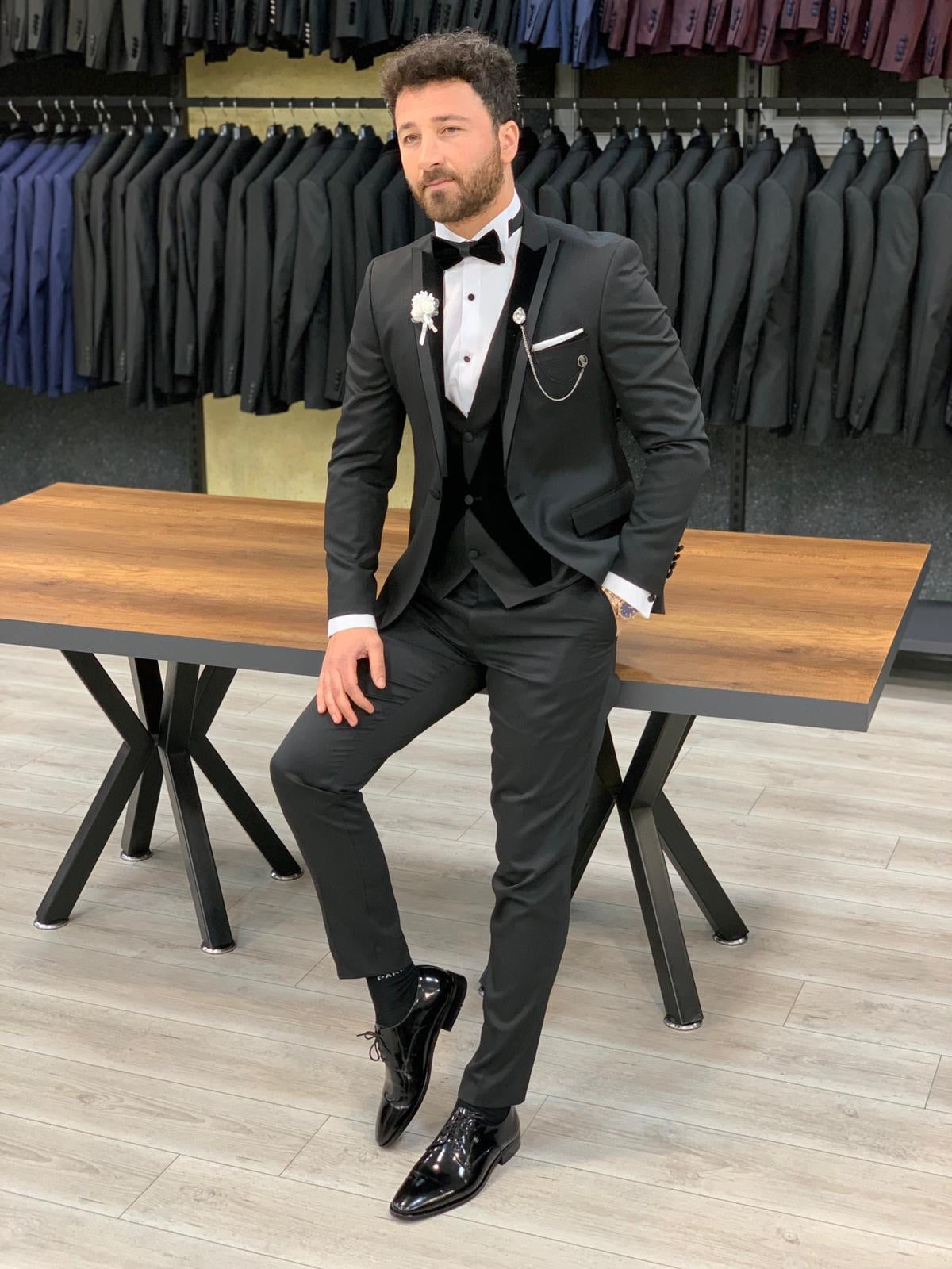 Catani Black Slim Fit Tuxedo #7-baagr.myshopify.com-1-BOJONI