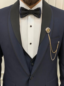 Bojoni Tishko Navy Shawl Collar Slim Fit Tuxedo