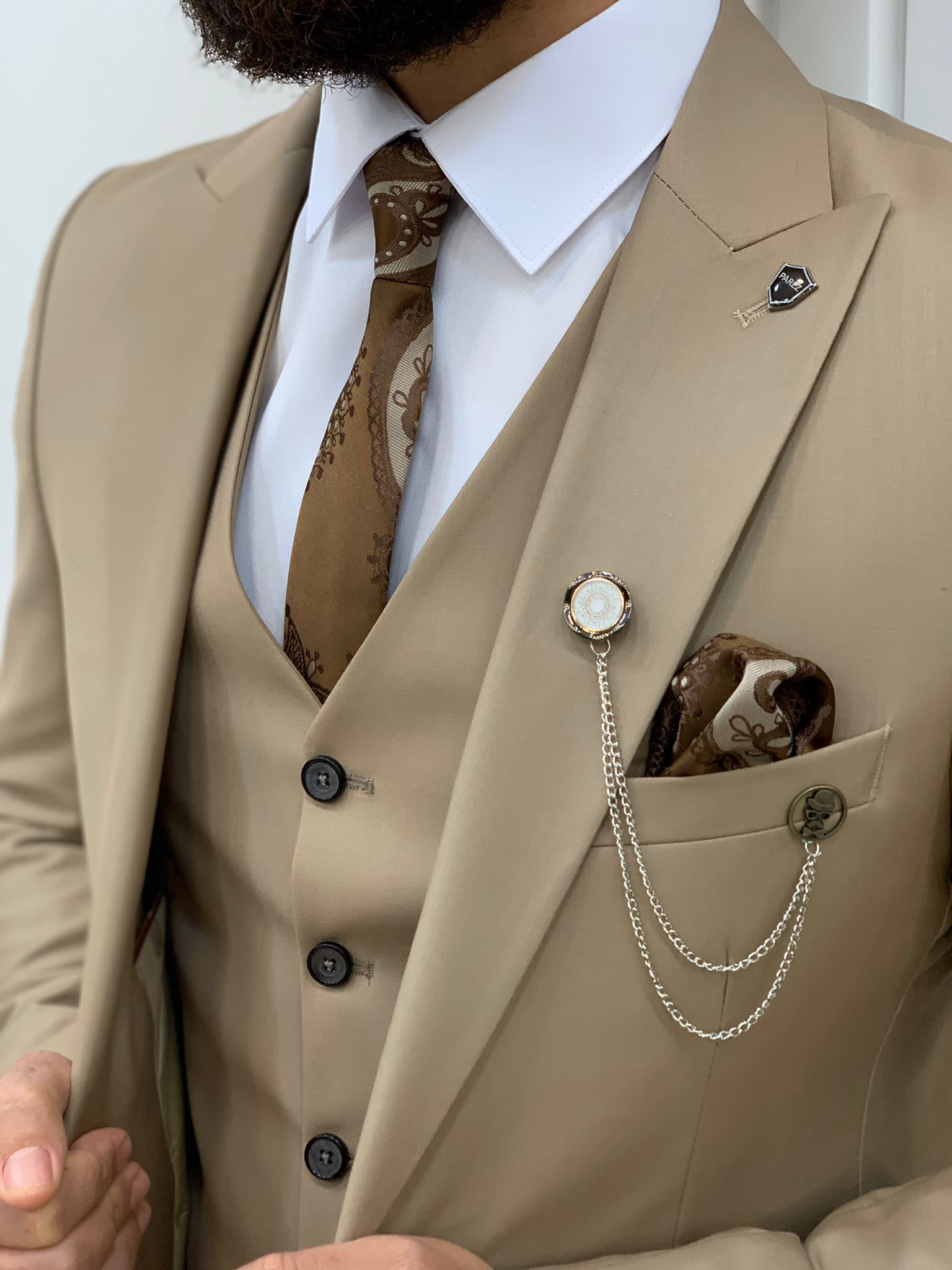 Vince Cream Slim Fit Peak Lapel Suit-baagr.myshopify.com-1-BOJONI