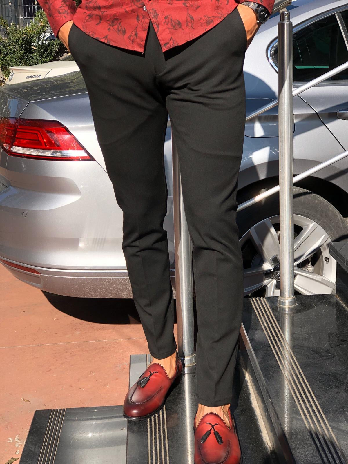 Super Slim-fit Fabric Pants Black-baagr.myshopify.com-Pants-BOJONI