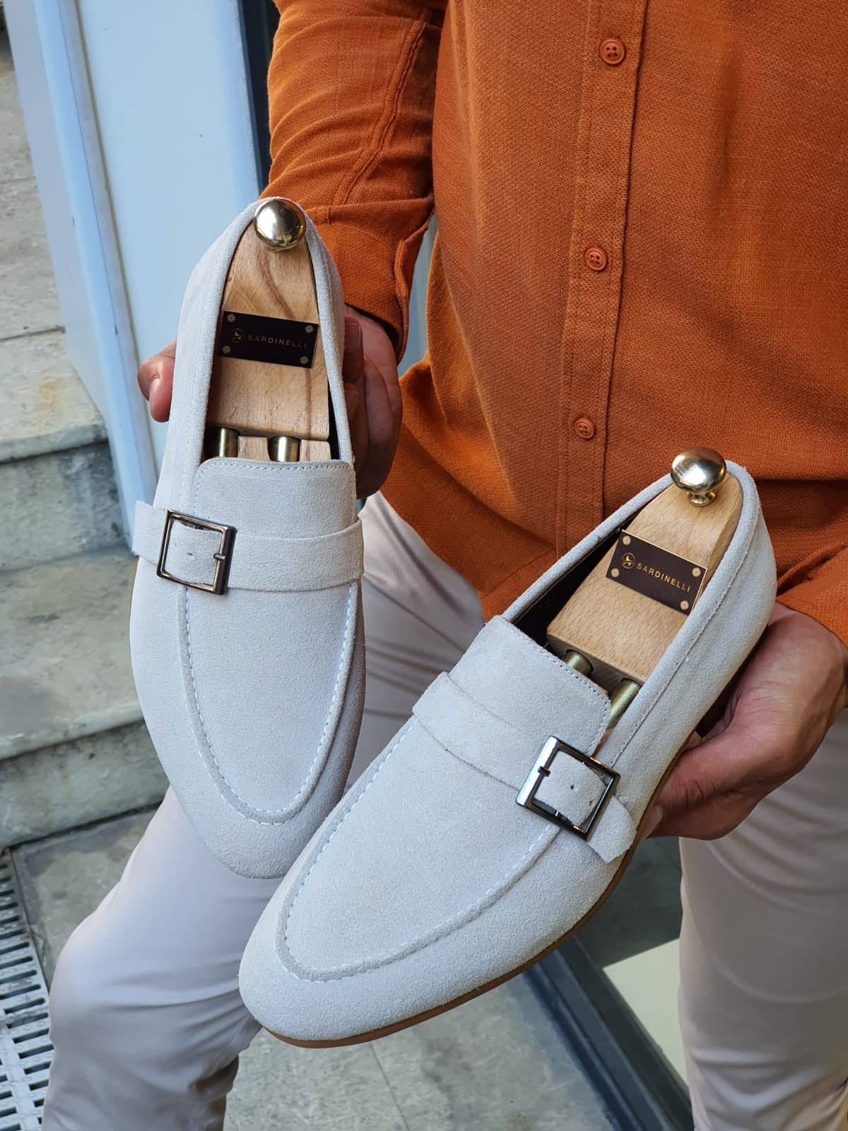 Henderson Beige Suede Buckle Loafers-baagr.myshopify.com-shoes2-BOJONI