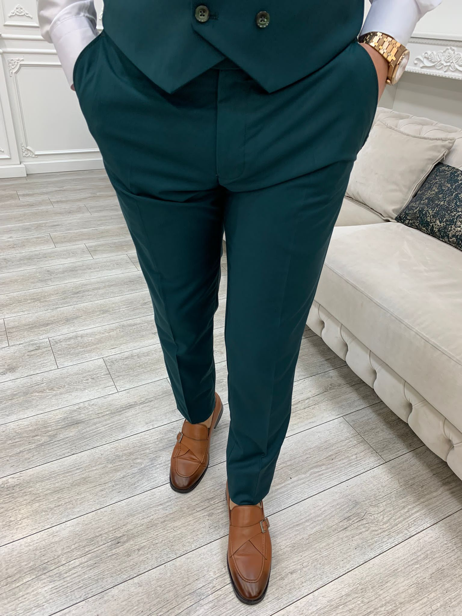 Bojoni Monte Green  Slim Fit Suit