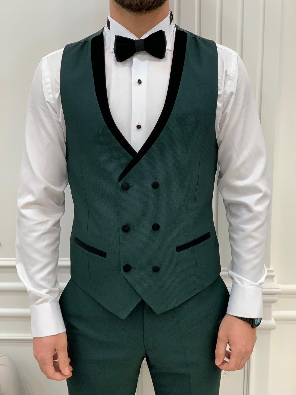 Bojoni Tishko Green Velvet  Slim Fit Tuxedo