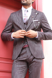 Slim-Fit Patterned Suit Vest Claretred-baagr.myshopify.com-suit-BOJONI