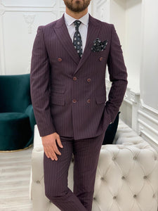 Furino Burgundy Slim Fit Double Breasted Pinstripe Suit-baagr.myshopify.com-1-BOJONI