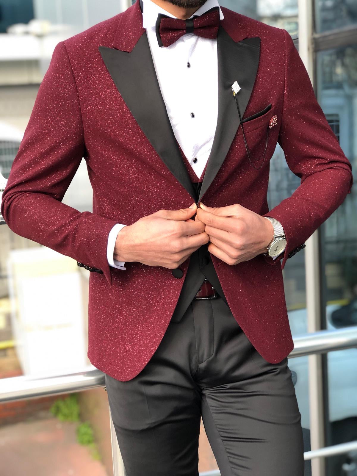 Slim-Fit Tuxedo Suit Claret Red II-baagr.myshopify.com-suit-BOJONI