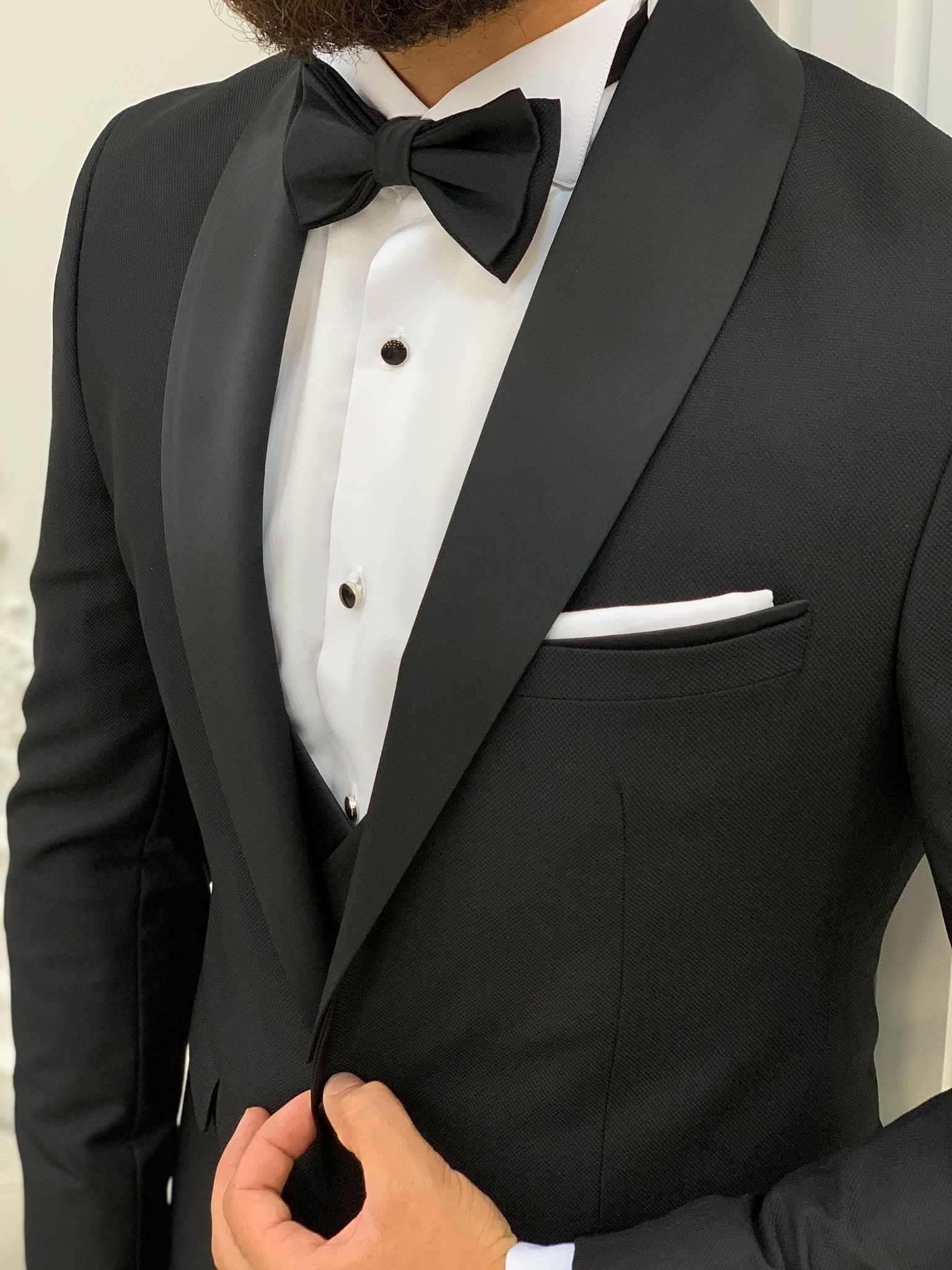 Fettachi Black Slim Fit Shawl Lapel Tuxedo-baagr.myshopify.com-1-BOJONI