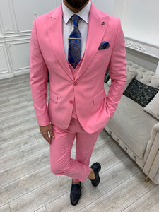 Bojoni Monte Pink  Slim Fit Suit