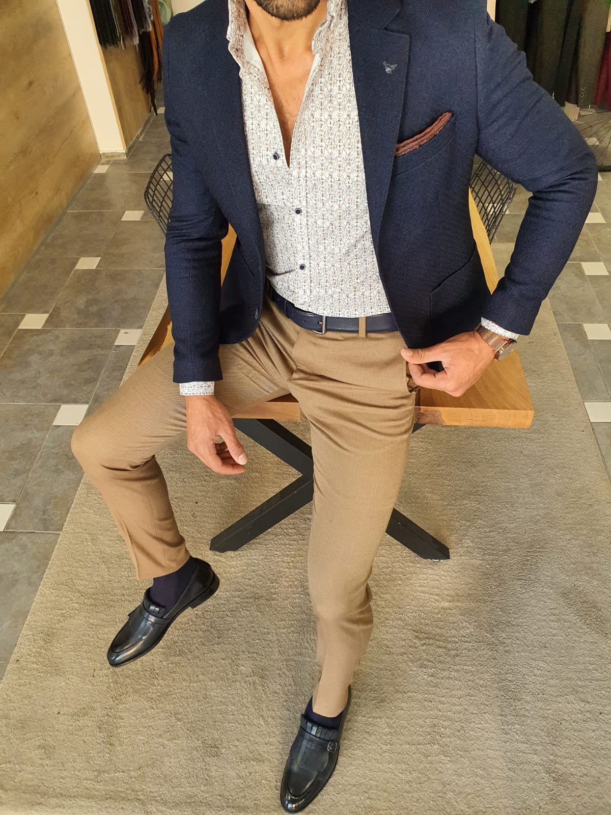 Severi Navy Blue Slim Fit Blazer-baagr.myshopify.com-blazers-BOJONI