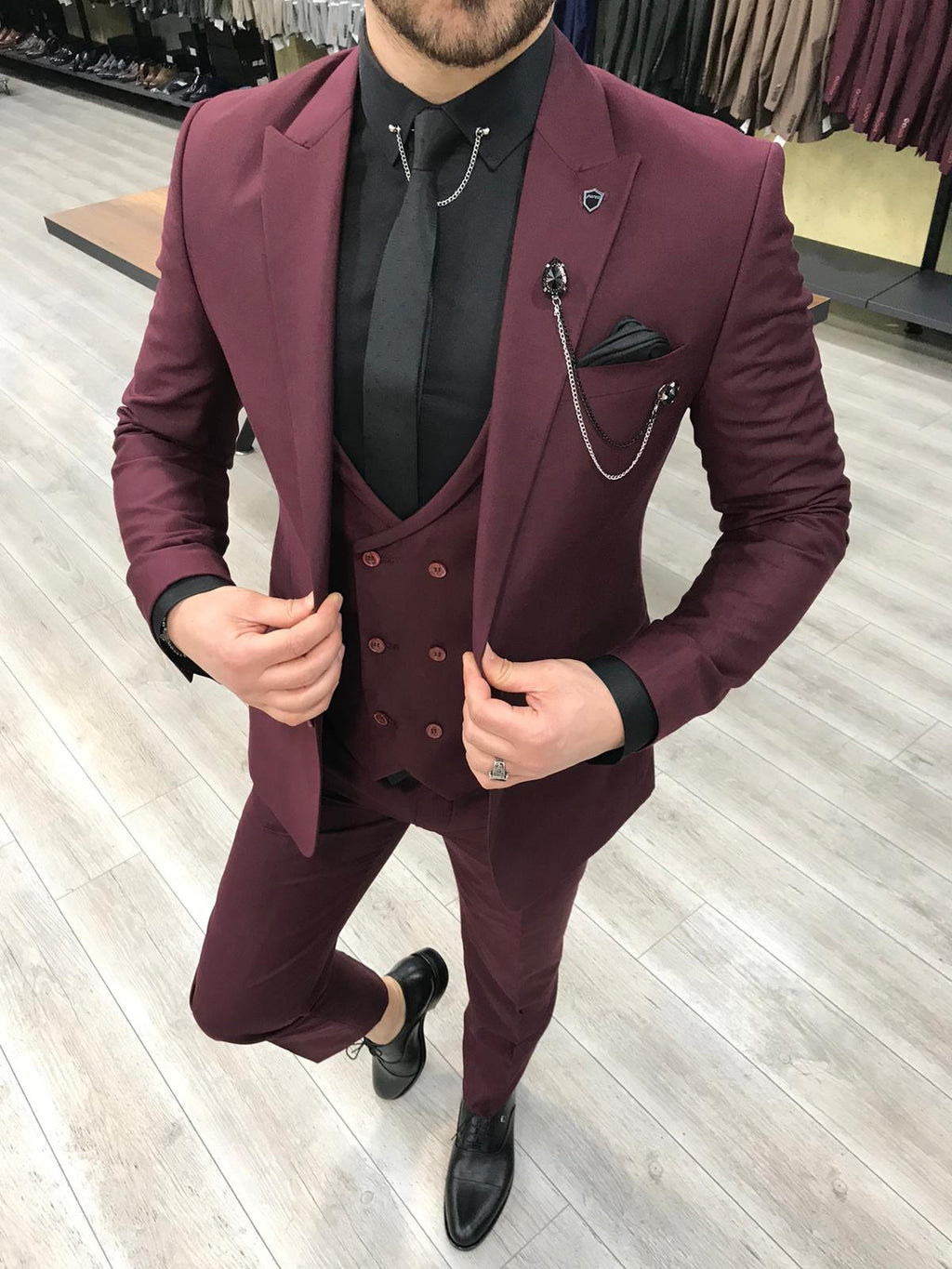 Louis Slim Fit Burgundy  Crystal  Suit-baagr.myshopify.com-1-BOJONI