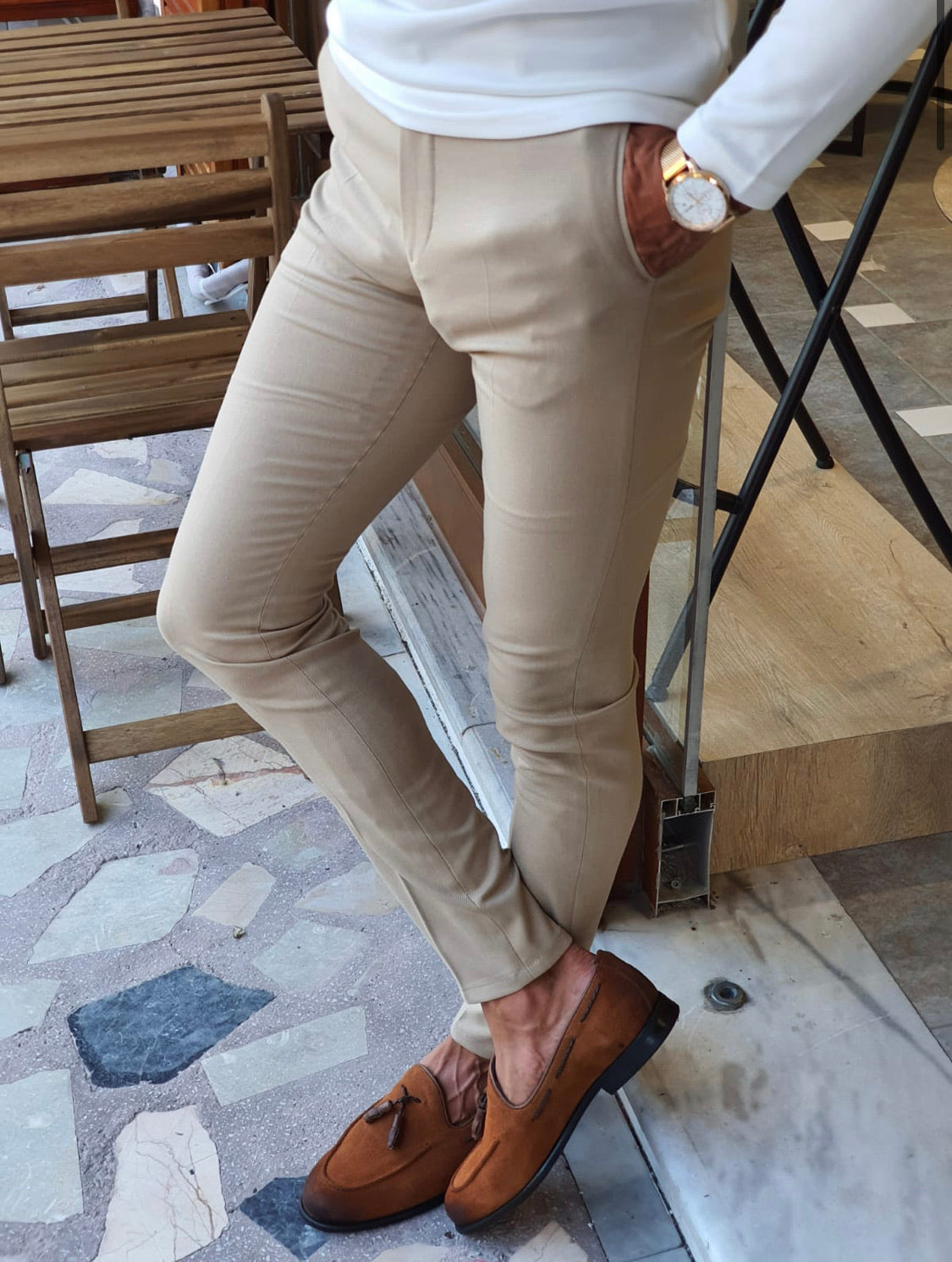 Fonzaso Beige Slim Fit Pants-baagr.myshopify.com-Pants-BOJONI