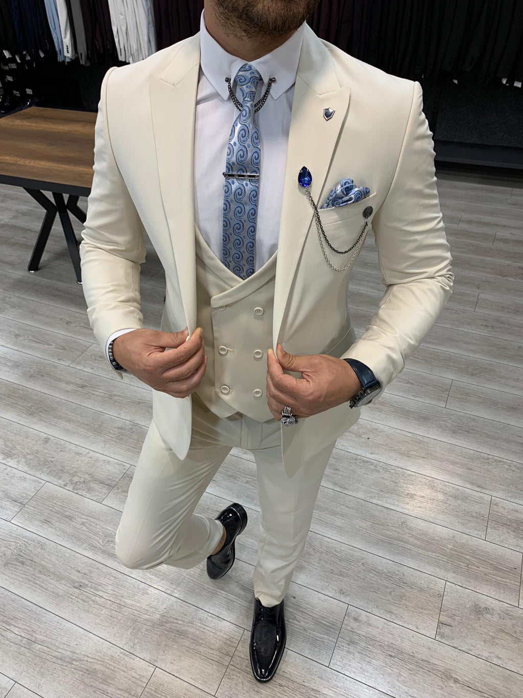 Verona Cream Slim Fit Wool Suit-baagr.myshopify.com-1-BOJONI