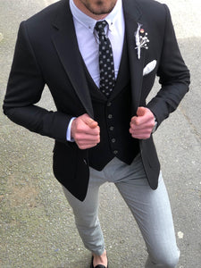 Fendis Slim-Fit Cotton Suit Vest Black-baagr.myshopify.com-suit-BOJONI