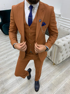 Lambrusco Tan Slim Fit Peak Lapel Striped Suit-baagr.myshopify.com-1-BOJONI