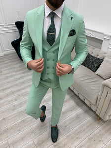 Bojoni Monte Water Green  Slim Fit Suit