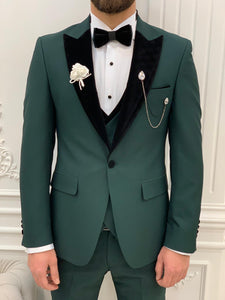 Bojoni Tishko Green Velvet  Slim Fit Tuxedo