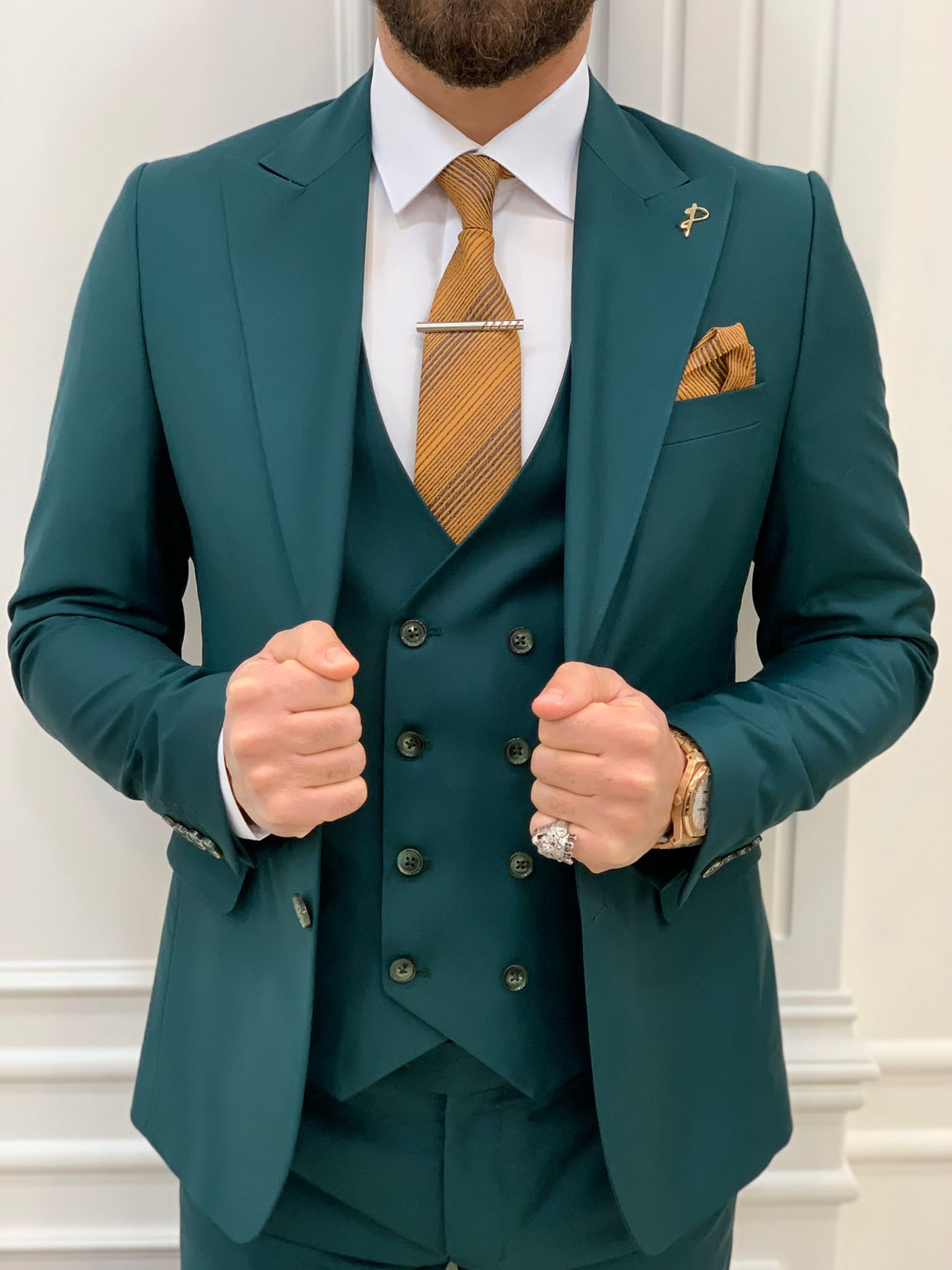 Bojoni Monte Green  Slim Fit Suit