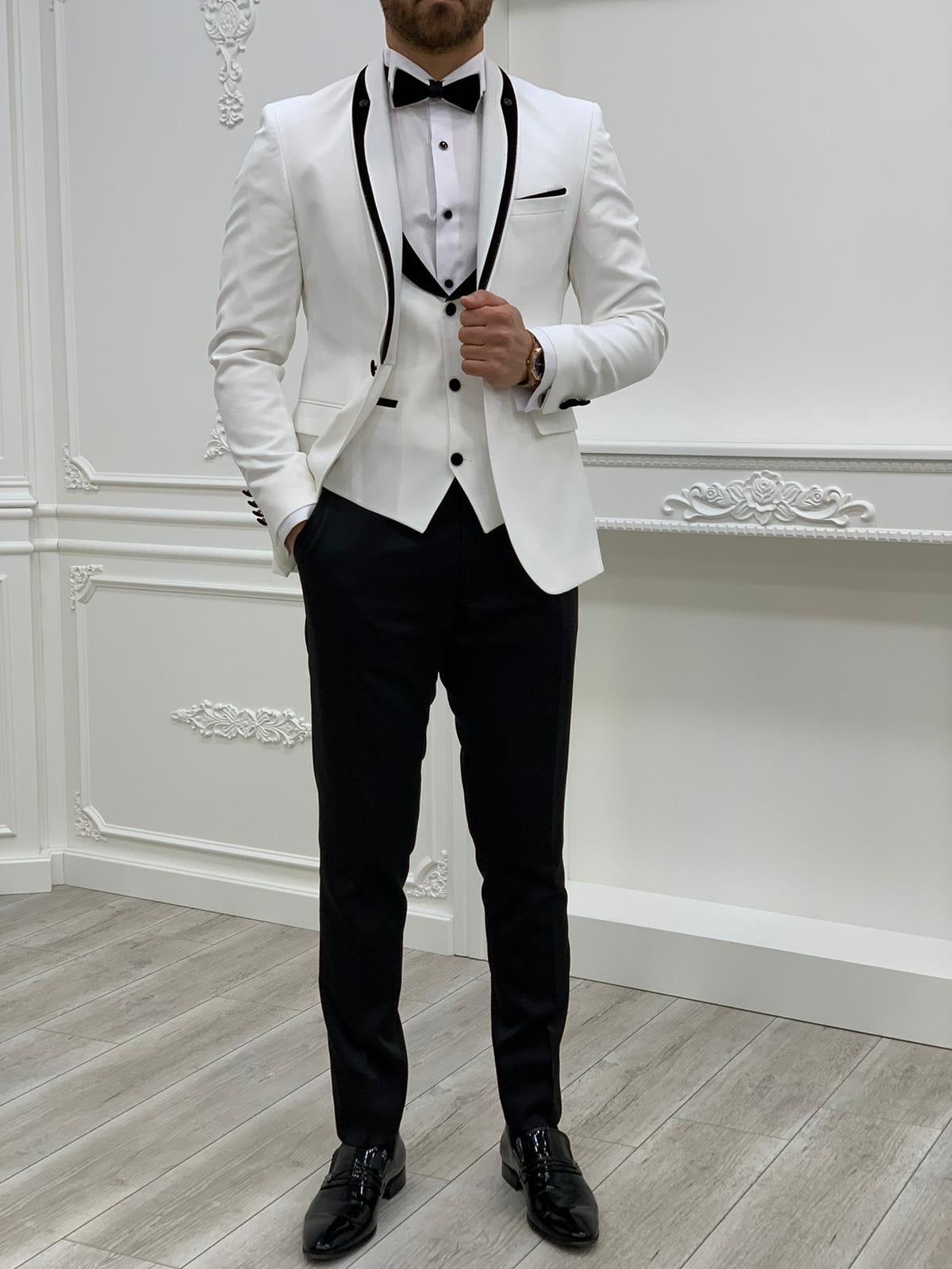 Partoni Royal White Slim Fit Tuxedo-baagr.myshopify.com-1-BOJONI