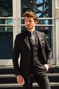 Bond Slim-Fit Suit Vest Black-baagr.myshopify.com-suit-BOJONI