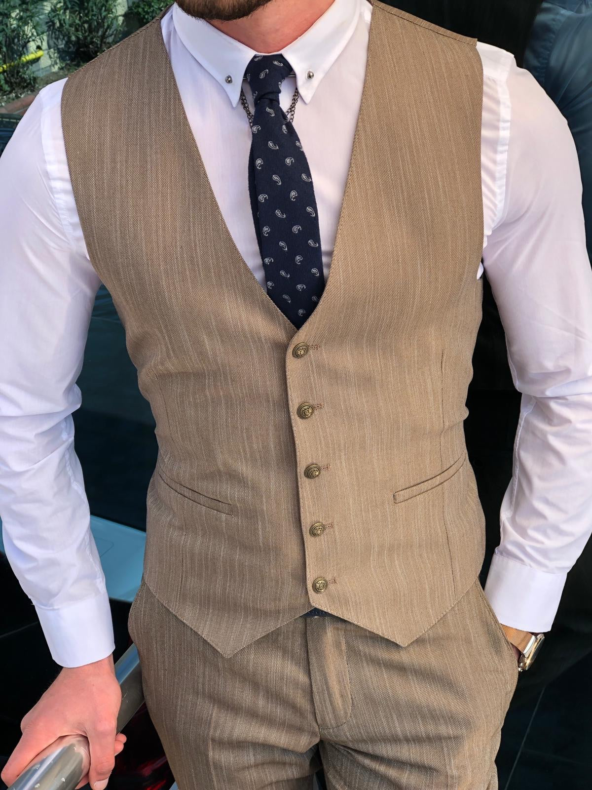 Slim-Fit Plaid Suit Vest Blue-baagr.myshopify.com-suit-BOJONI