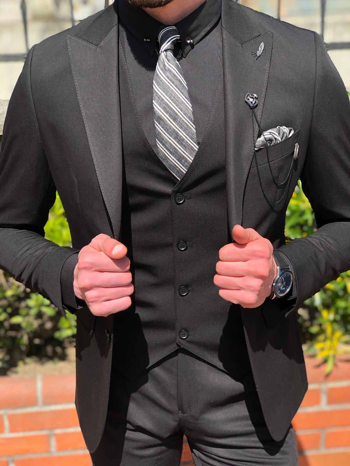 Bond Slim-Fit Suit Vest Black-baagr.myshopify.com-suit-BOJONI