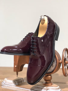 Classic Laced Patent Leather Shoes in Burgundy-baagr.myshopify.com-shoes2-BOJONI