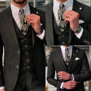 Deswesh Slim-Fit Striped Suit Vest Black-baagr.myshopify.com-suit-BOJONI