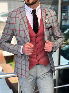 Slim-Fit Plaid Suit Vest Gray-baagr.myshopify.com-suit-BOJONI